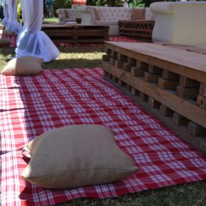 picnic seating maasai blanket with burlap throw pillows and palletes urban live events FILEminimizer 1